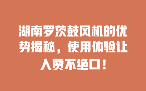 湖南羅茨鼓風(fēng)機(jī)的優(yōu)勢揭秘,使用體驗(yàn)讓人贊不絕口! 一