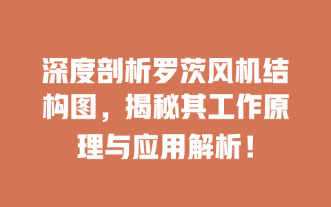 深度剖析羅茨風(fēng)機(jī)結(jié)構(gòu)圖，揭秘其工作原理與應(yīng)用解析！ 一