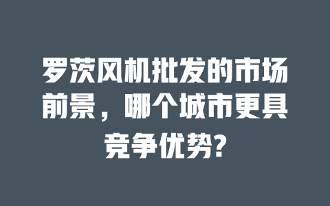 羅茨風機批發的市場前景,哪個城市更具競爭優勢? 一